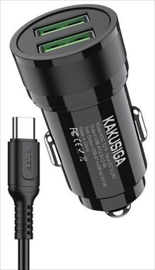 KAKUSIGA KSC-1212 dual-port car charger set (Lightning)