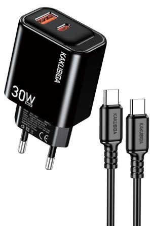 KAKUSIGA KSC-1668 PD30W + QC3.0 Private Model Charger Set (EU) Type-C to Lightning