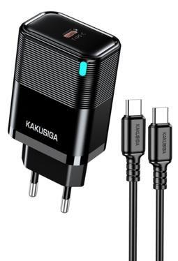 KAKUSIGA KSC-1690 PD 30W Custom-Molded Charger Kit with LED (EU)Type-C to Lightning