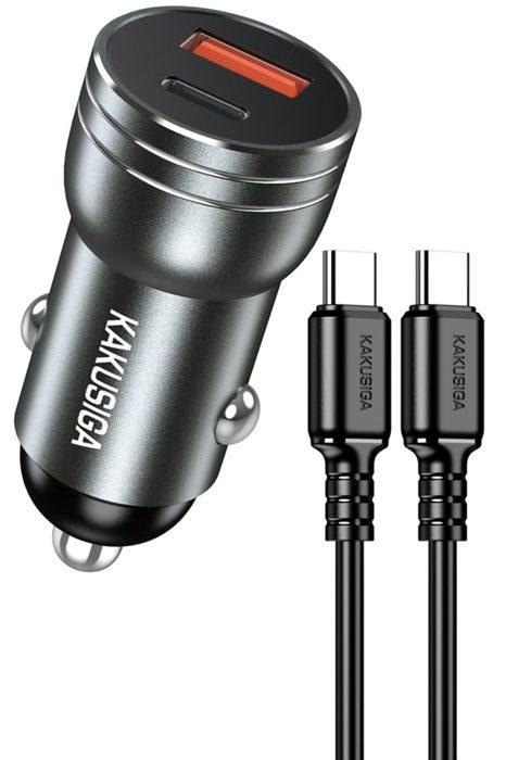 KAKUSIGA KSC-1714 60W dual-port car charger set (Type-C to Type-C)