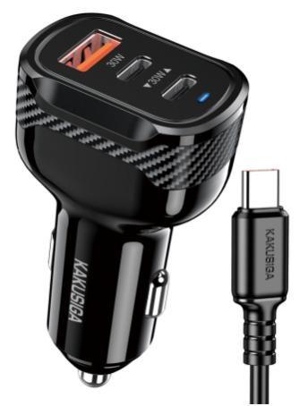 KAKUSIGA KSC-1975 60W three-port (2C1A) car charger set (Lightning)