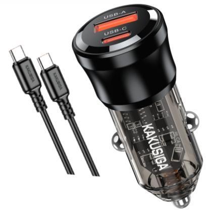 KAKUSIGA KSC-1994 75W dual-port (1C1A) car charger set (Type-C to Type-C)