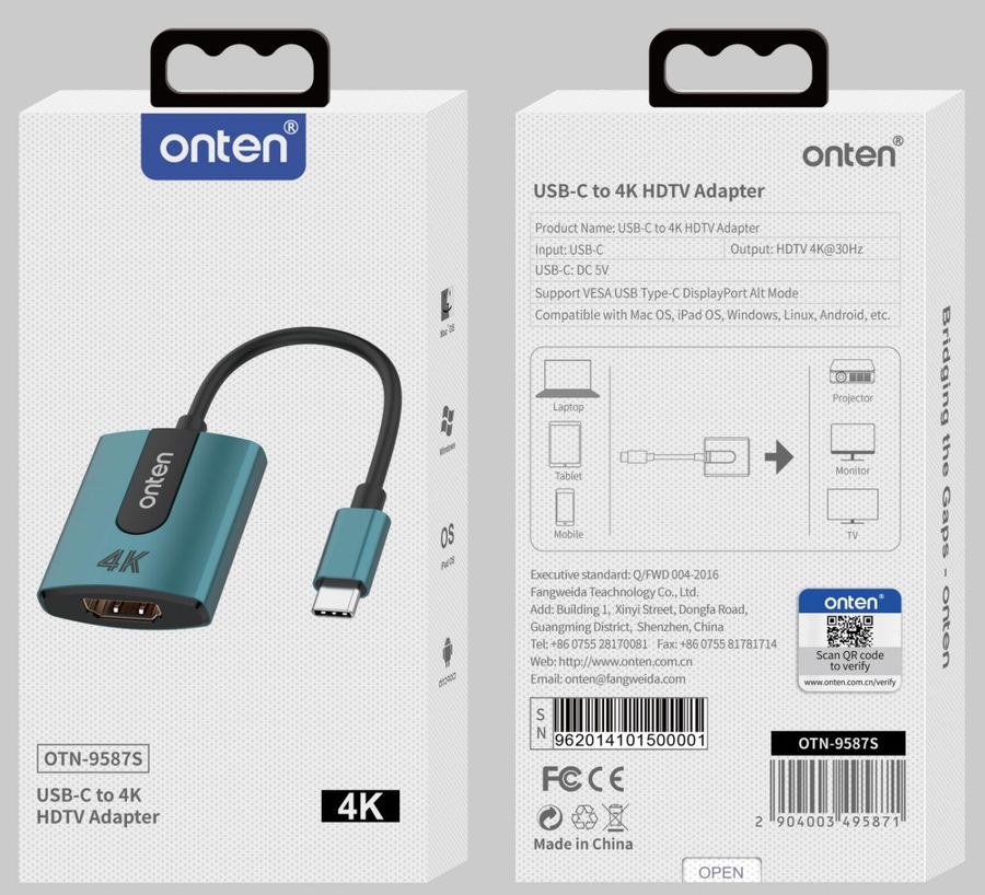 ONTEN OTN-9587S Type-C to HDMI adapter