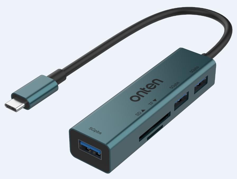 ONTEN OTN-9597 USB-C to 3-Ports USB 3.0 Hub with SD/TF Card Reader