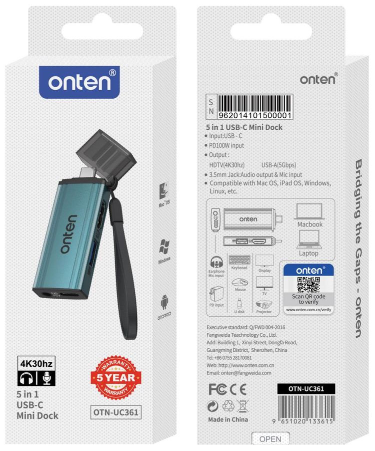 ONTEN OTN-UC361 USB-C to HDTV