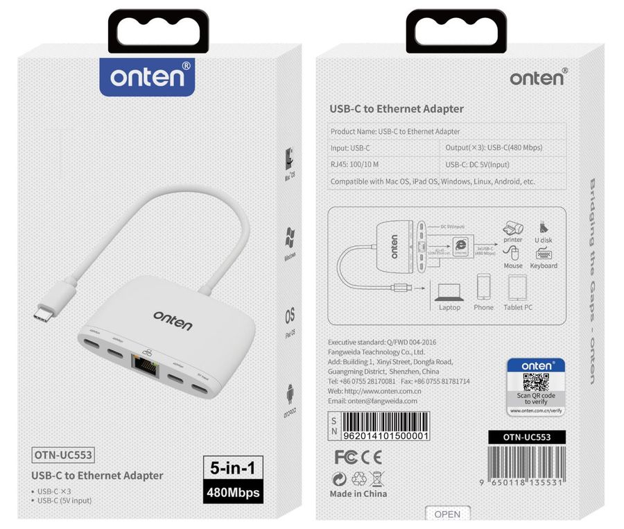 ONTEN OTN-UC553 4-in-1 USB-C to