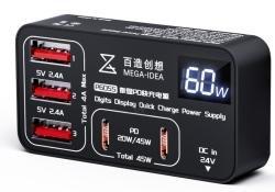 MEGA-IDEA P605S 60w Digits display-port charging hub (EU PLUG VERSION)