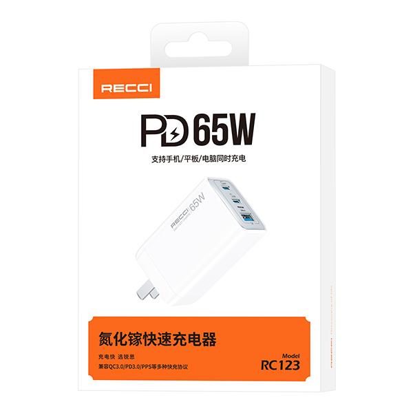 RECCI RC123 65W GAN fast charger Cn/us PLUG