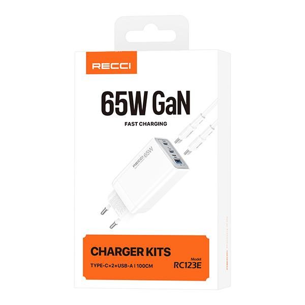 RECCI RC123E 65W GAN fast charger set EU PLUG