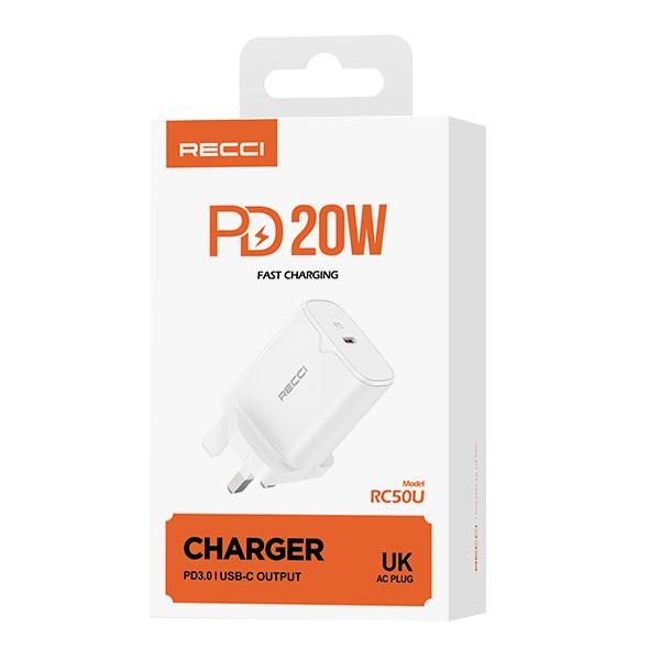 RECCI RC50U PD20W UK charger UK PLUG