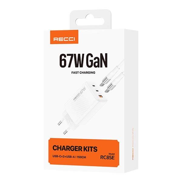 RECCI RC85ECC 67W GAN fast charger set EU PLUG