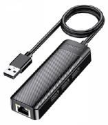 KAKUSIGA KSC-1409-B 4-in-1 100M network card converter (USB to USB2.0*3+RJ45) (L=1.2M)