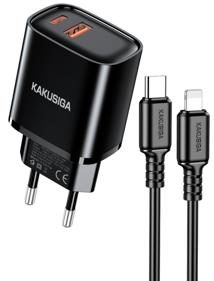 KAKUSIGA KSC-1628 PD30W+QC3.0 charger set (EU) Type-C to Lightning