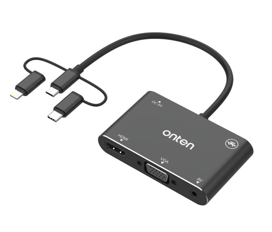 ONTEN OTN-7585B dual video output 3-in-1 screen mirroring adapter