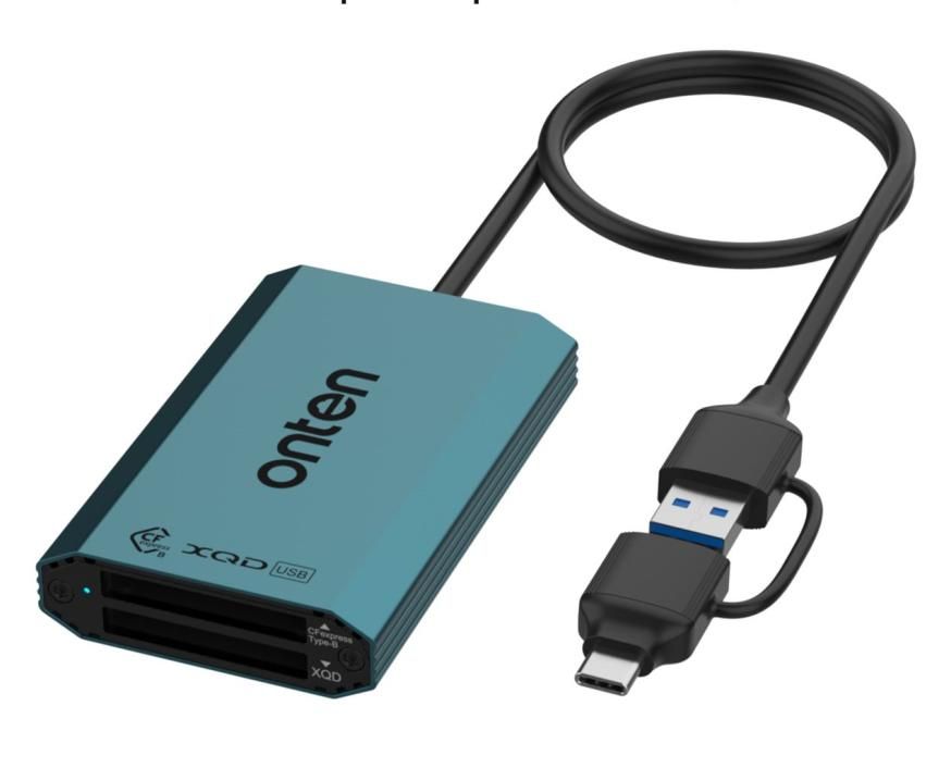 ONTEN OTN-KSS CFexpress Type B & XQD Card Reader USB 3.2 Gen 2 10Gbps Support : USB-C or USB-A CFexpress Type-B