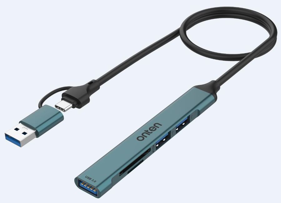ONTEN OTN-UCA9705 5-in-2 USB-C/USB 3.0 Card Reader with 3-Port HUB